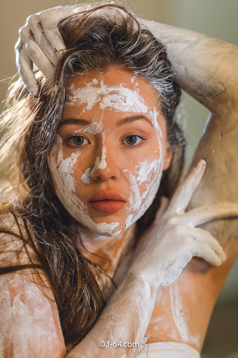 Creative boudoir session with glitter and body paint